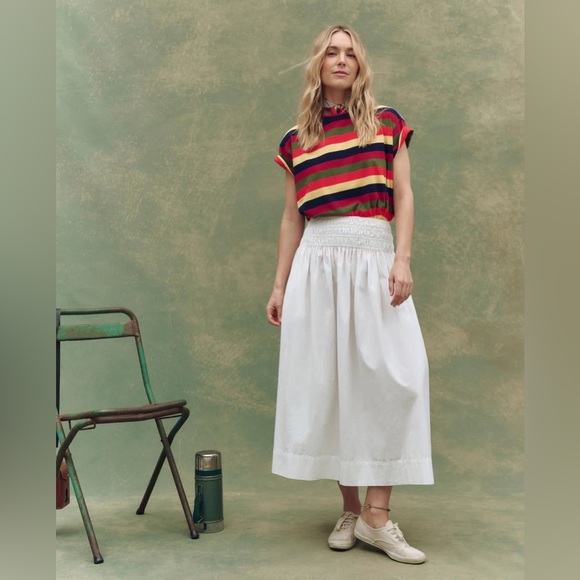 The Great / The Viola Skirt in off white cotton poplin 3 Large - Picture 4 of 6